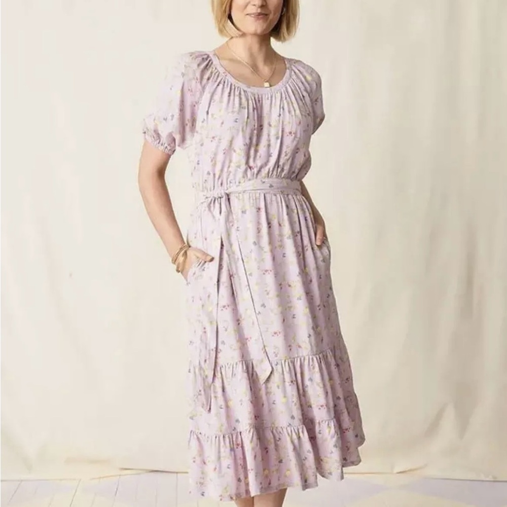 Matilda Jane Enchanted Garden Lavender Floral Tiered Dress Womens Size Large